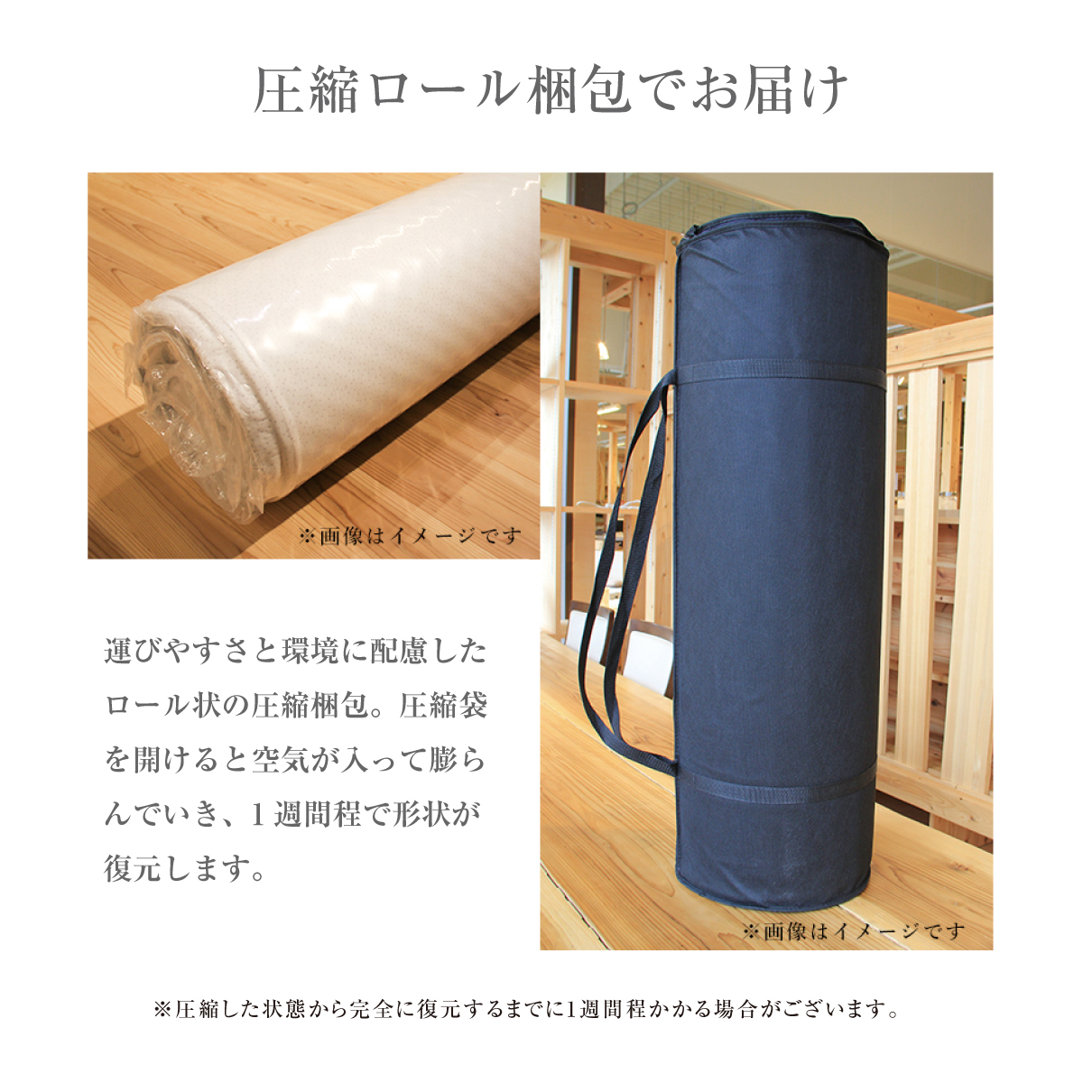 圧縮ロール梱包でお届け