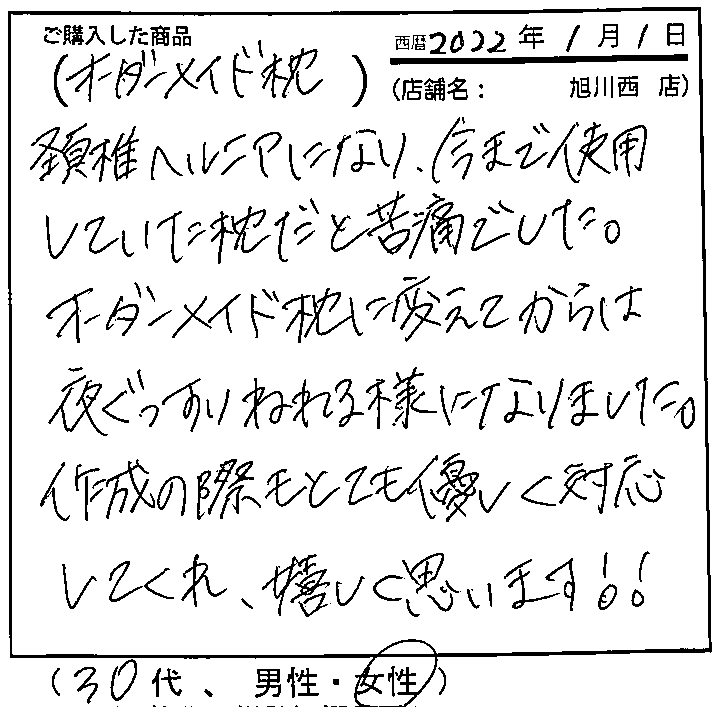 作成の際もとても優しく対応してくれ、嬉しく思います。