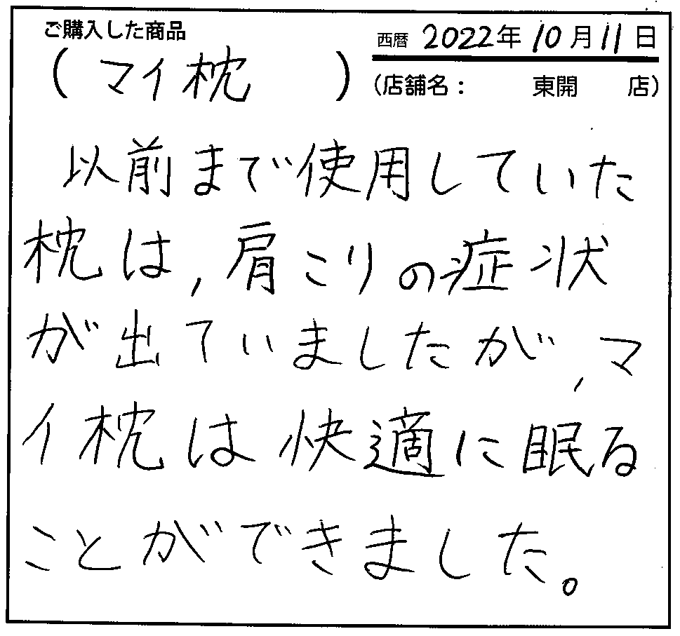 マイ枕は快適に眠ることができました。