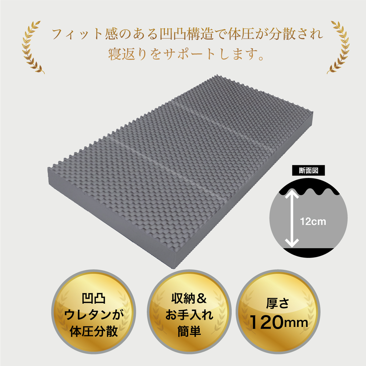 2つ星マット-フィット感のある凹凸構造で体圧が分散され
寝返りをサポートします。