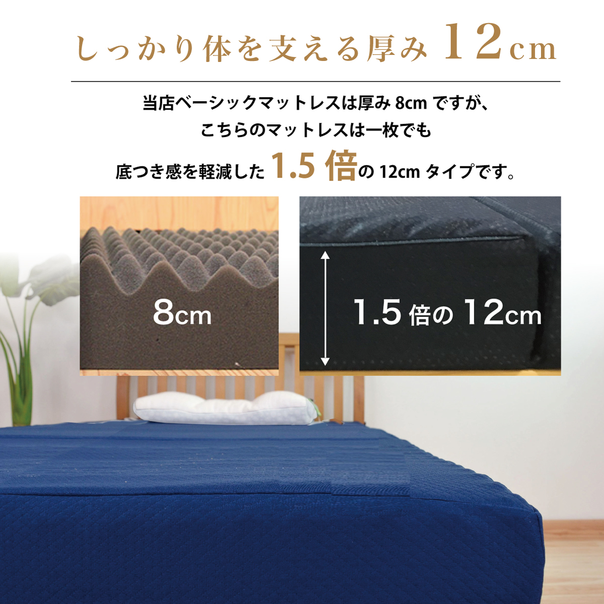 2つ星マット-しっかり体を支える厚み12cm