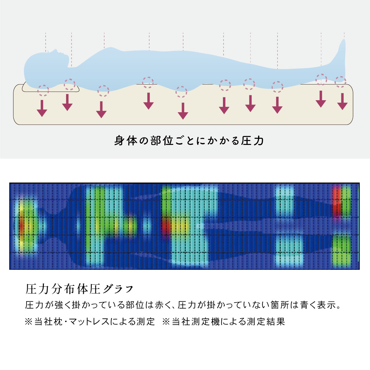 部位ごとにかかる圧力を測定