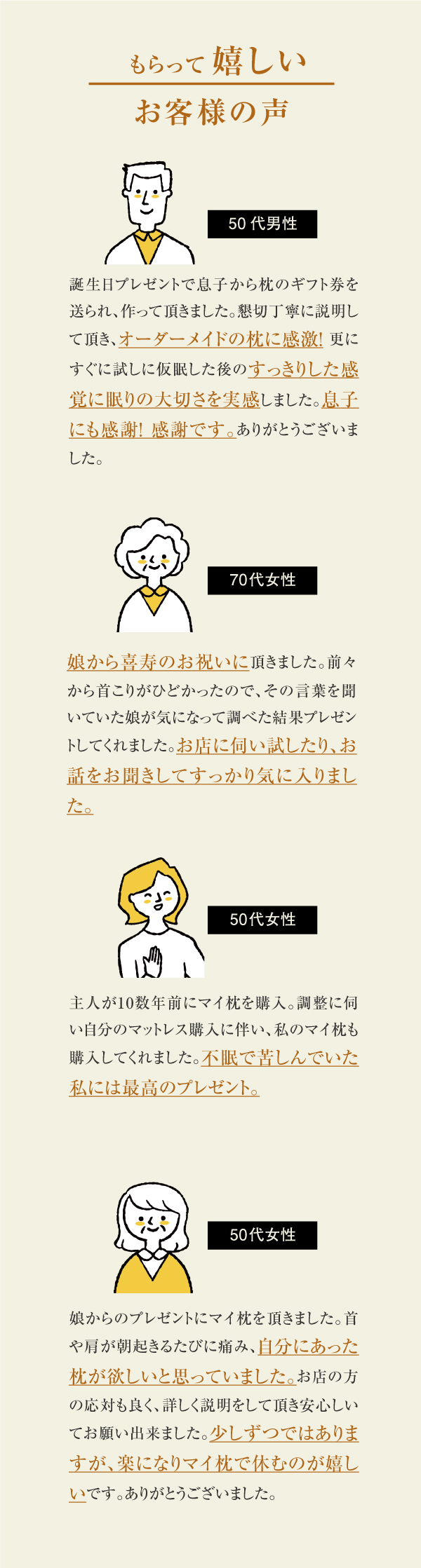 オーダーメイドマイ枕をもらって嬉しい口コミ