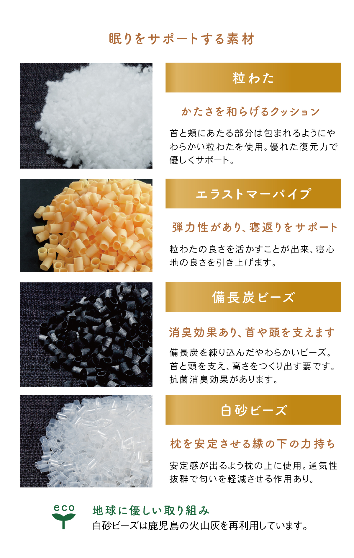眠りをサポートする素材