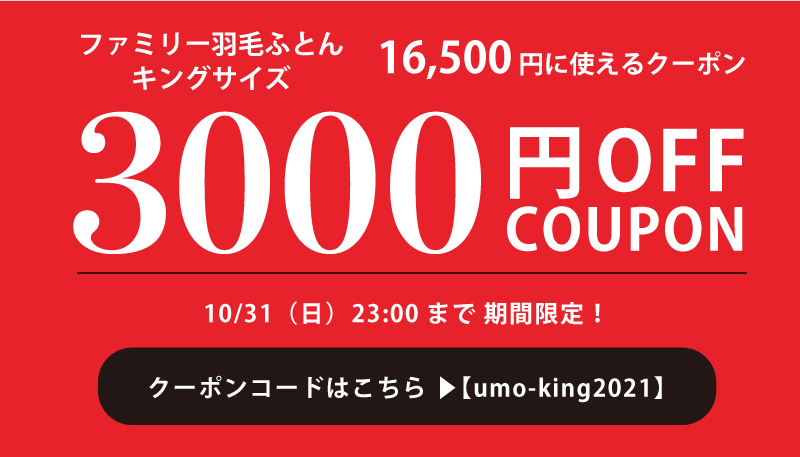 30枚限定!キングサイズ羽毛ふとん2kg
